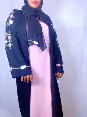 Bright Hand Abaya with pink Inner