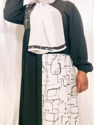 Simple Buttons Abaya with Scarf
