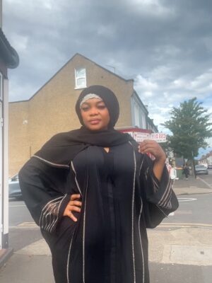 Fad Collection,Beautiful Elegant Occassion Black abaya with Stones inner belt and Scarf