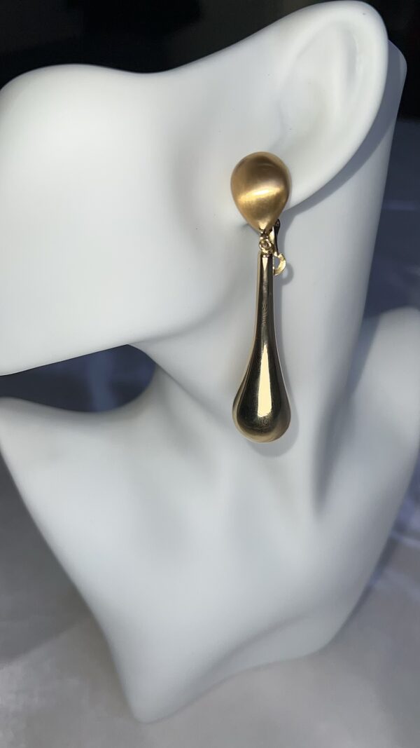 Long Dropped Ball 18 carat gold earrings with Clip on for all Occasions