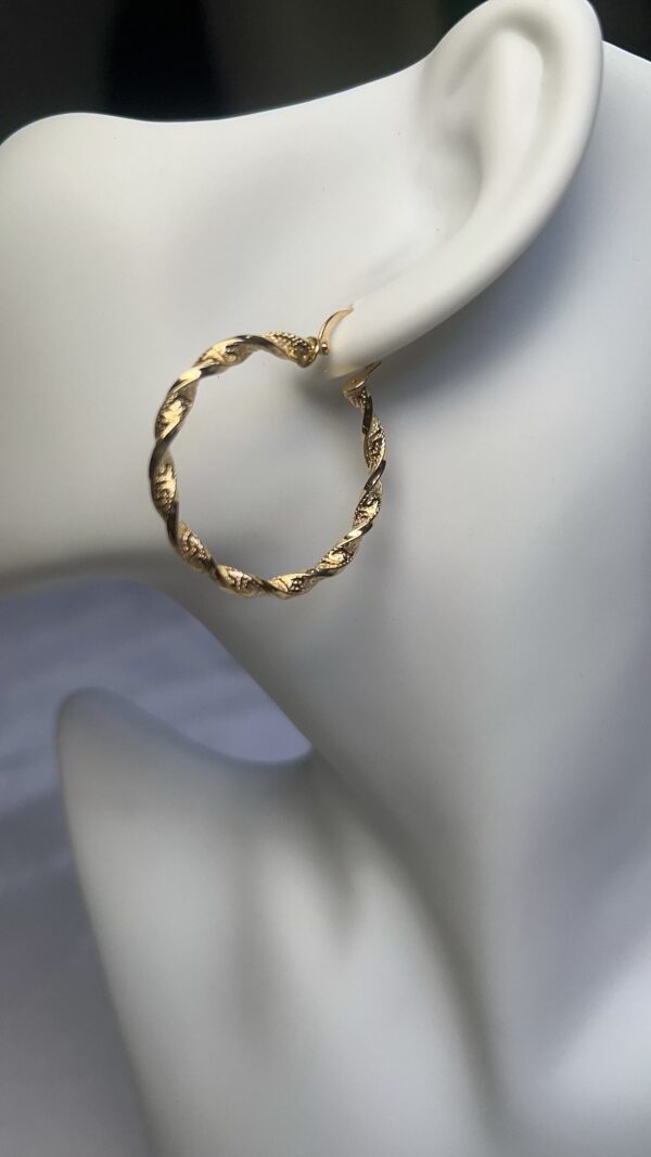 18 Carat Gold Twisted Hoop Earrings for all Occasions - Image 3