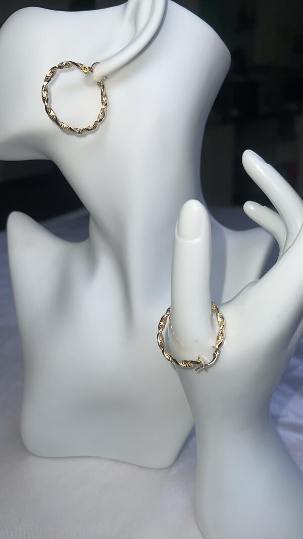 18 Carat Gold Twisted Hoop Earrings for all Occasions - Image 4