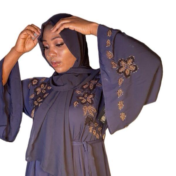 Umbrella Abaya with Bell and Stones comes with scarf. - Image 7