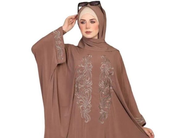 Basic Fad Collection Abaya with Inner Belt and Scarf - Image 4