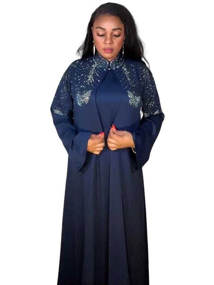 2 Pieces elegant Luxury Abaya with Stone no scarf - Image 2