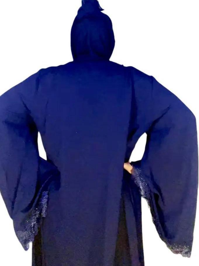 Black Lace Abaya with Stones on an 100% Quality Material, comes with Scarf - Image 5