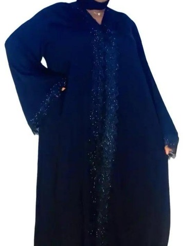 Black Lace Abaya with Stones on an 100% Quality Material, comes with Scarf