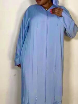 Emirate Luxury Abaya with Beads and Scarf Comes in blue