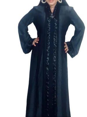 3-Piece Fad Collection Luxury Abaya Set with Beaded Scarf & Belt for Special Occasions or Everyday Wear Glamorous Beaded Abaya.