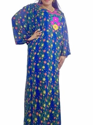 Luxury By Ti 3-Piece Stones All-Over Abaya with Inner & Scarves Pink Flowers Front Matching Colours  Pink Scarves rve