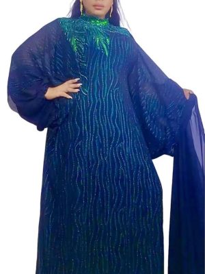 Luxury By Ti 3-Piece Abaya Set in Elegant with Handmade Stone Jacket Inner Scarf & Belt for Stylish Occasions