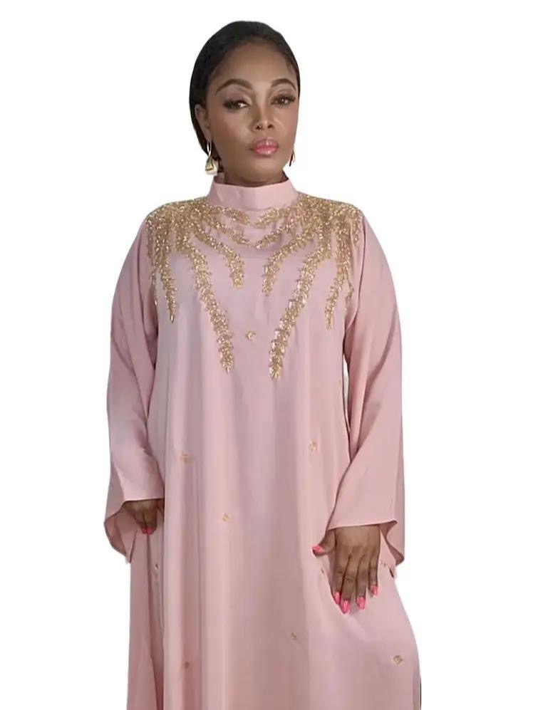 Simple Beaded Abaya with Scarf - Image 4