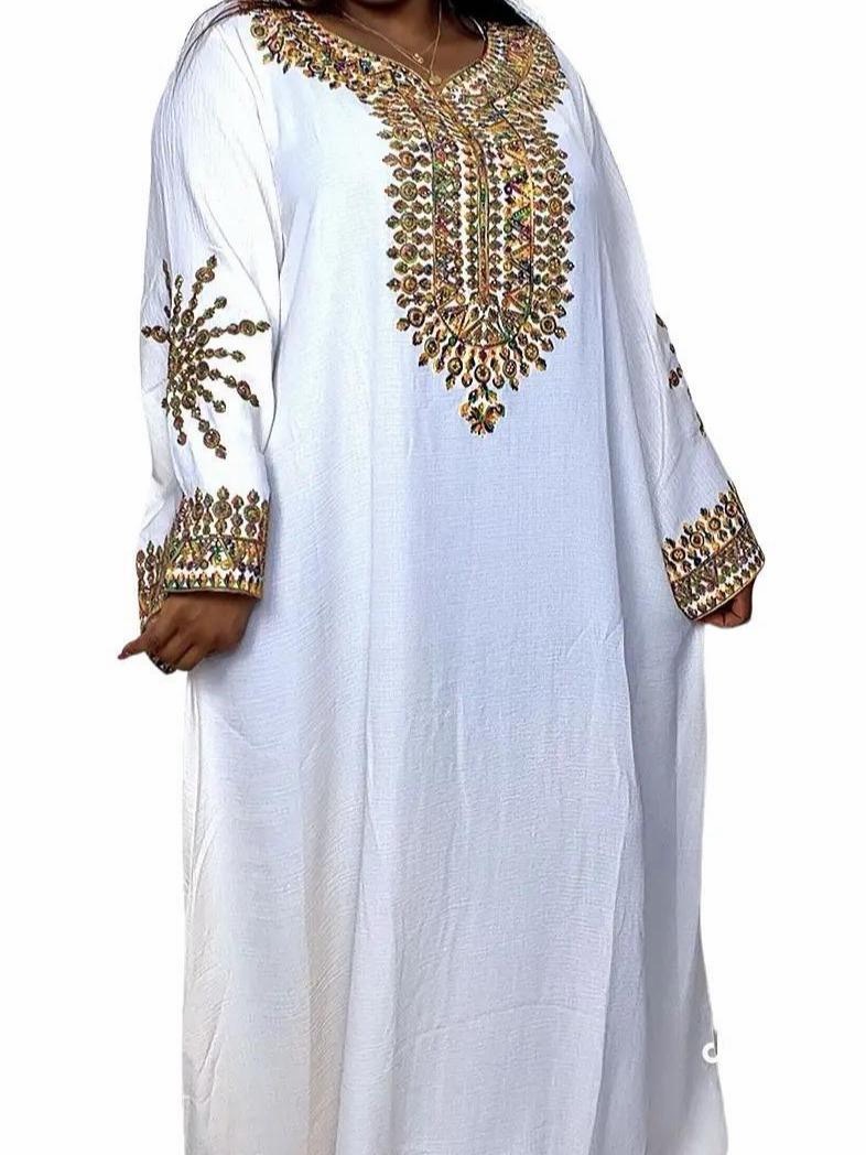Shafeerah Kuwait Luxury Kaftan with Scarf Colour Embroidery Stones on Neck and Hands Perfect for All Occasions - Image 3