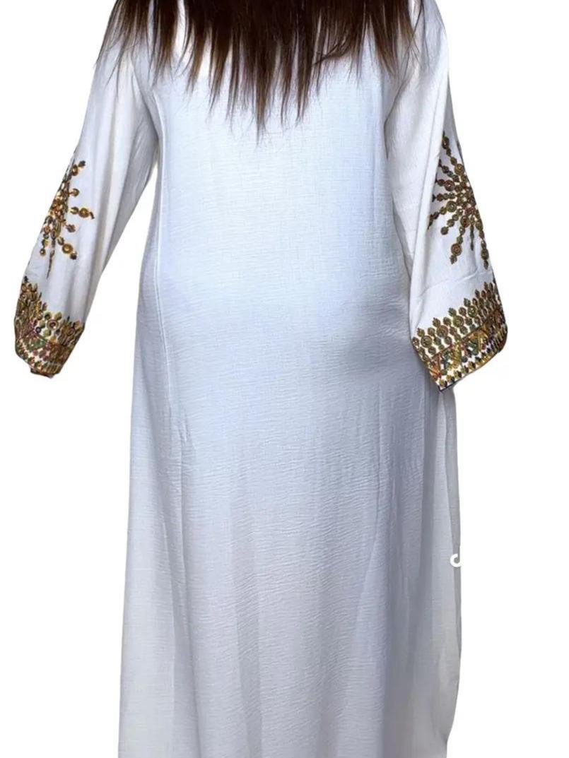 Shafeerah Kuwait Luxury Kaftan with Scarf Colour Embroidery Stones on Neck and Hands Perfect for All Occasions - Image 5