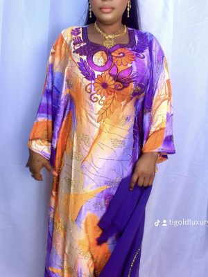 Fidahus Stoned On Silk Beautiful Luxury Abaya with Scarf, Batwing hand,Inner Belt  and Perfect for all Occassion